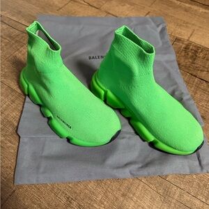 Balenciaga Neon Green Knit Sneakers